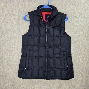 Gap Womens Puffer Vest Black & Red Size S Nylon & Down Zip Closure Quilted Style